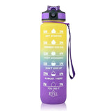 900ml Water Bottle : Motivational Sport Water Bottle (Leakproof) B-yellow